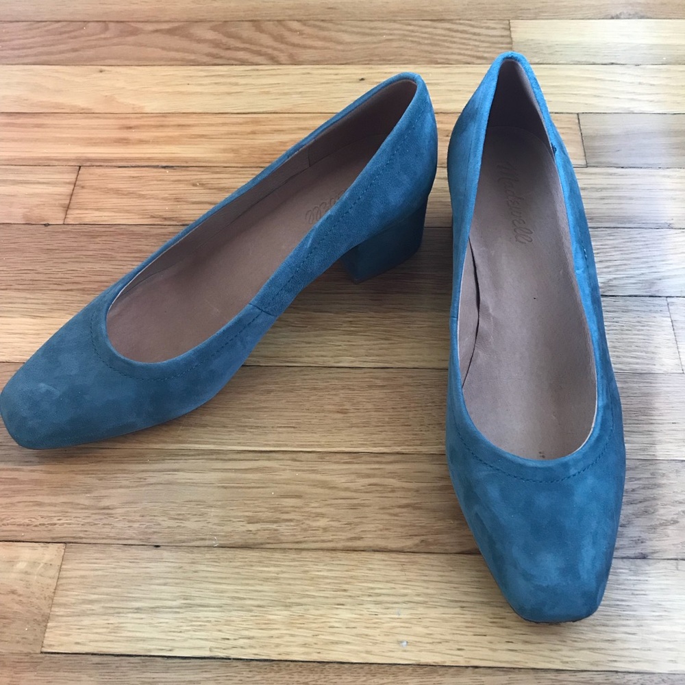 Madewell The Raquel suede block heels pumps